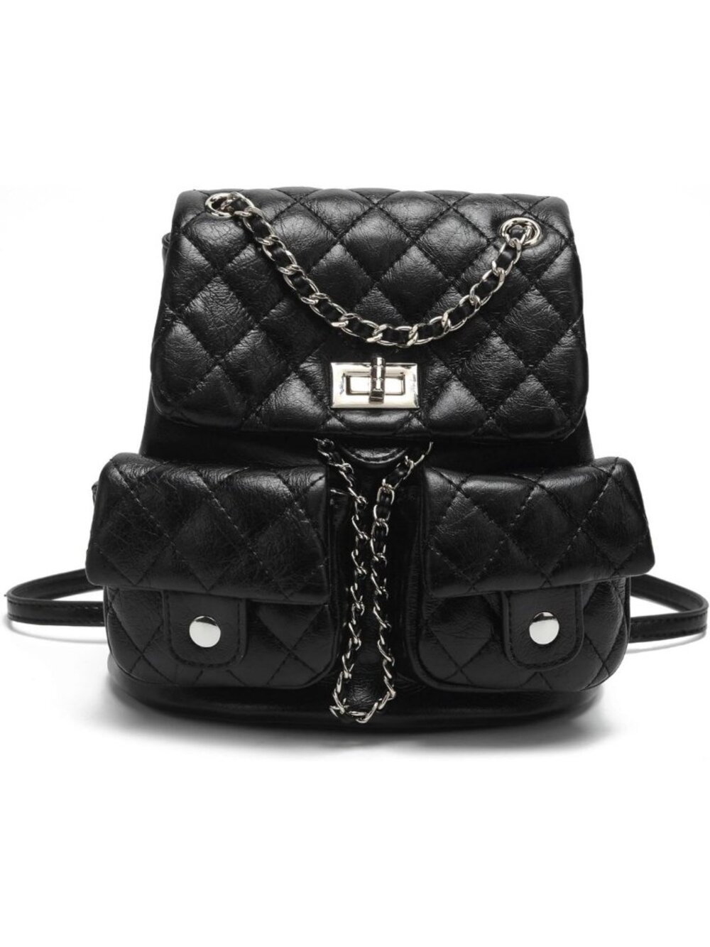 Chic Quilted Mini Backpack Purse for Women, Small Faux Leather Bag with Chain